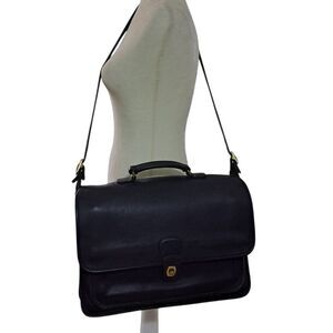 Coach Vintage Classic Unisex Black Leather Metropolitan Briefcase Messenger Bag